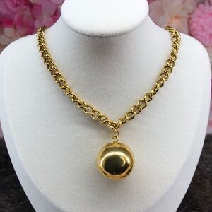 Gold Chain Necklace with Ball Pendant
